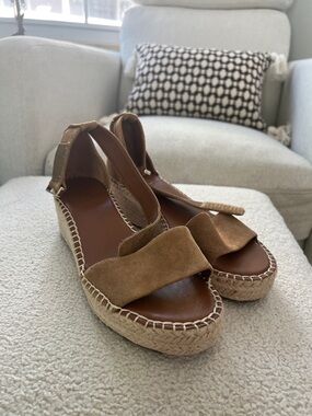 Franco sarto 7.5 Women's Suede Espadrille Platform Sandals in Brown